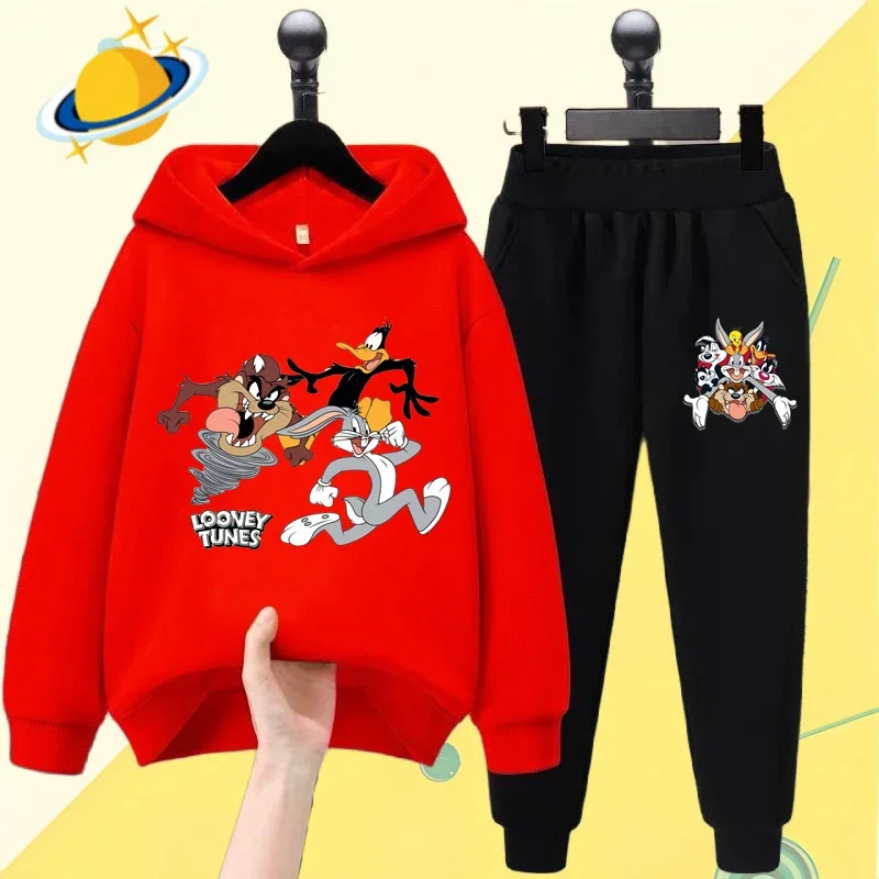 Bugs Bunny cartoon children\'s hoodie set cartoon printed autumn and winter long sleeve sweatshirt boy girl Kawaii birthday gift