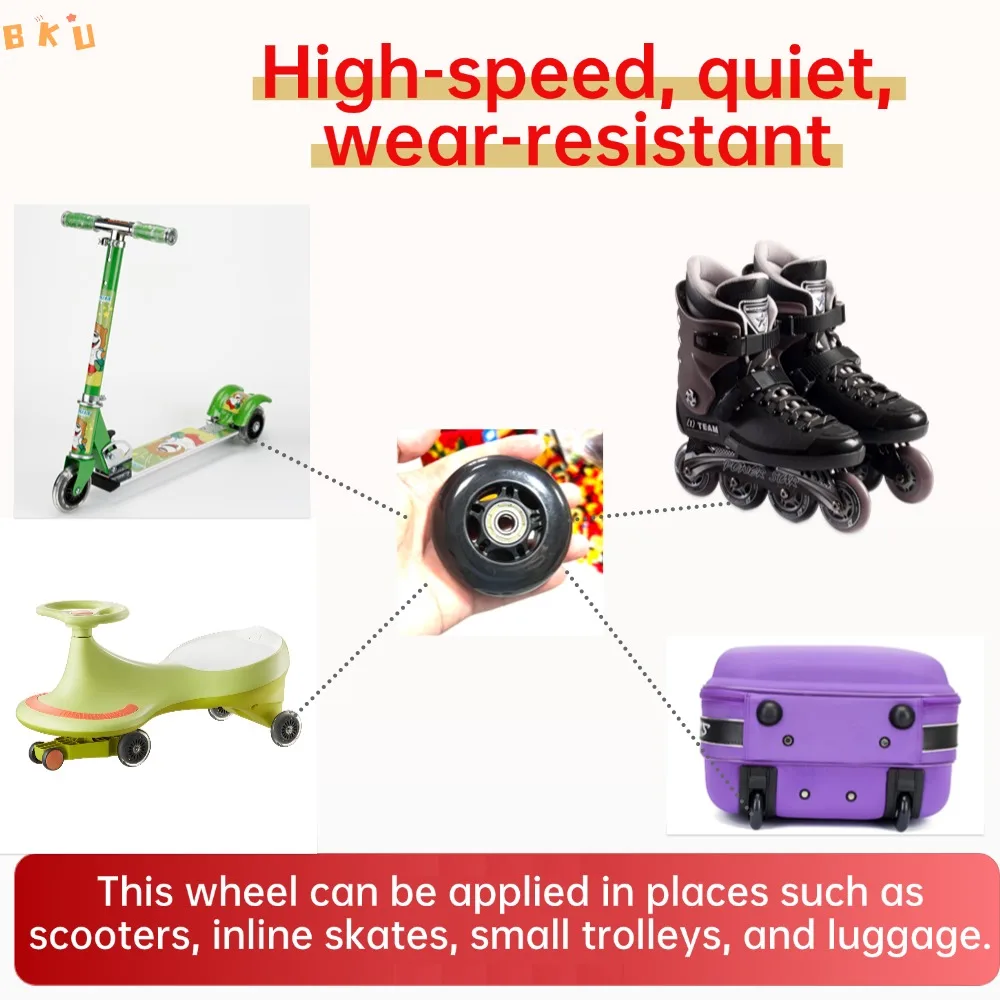 Ruedas de PU de repuesto de 3 pulgadas (76 mm) para patines en línea (paquete de 4), también aplicables a scooters, cochecitos, maletas, etc.