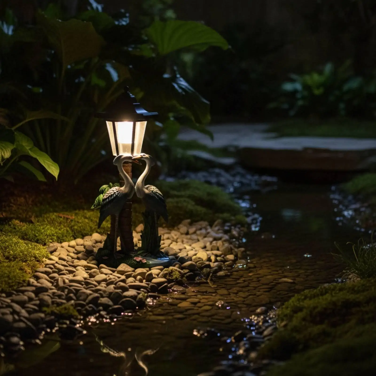 Garden Statue with Solar Lantern Weather-Resistant for Homeowners