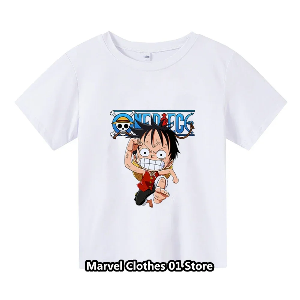 Kids Clothing Anime Narutoes Luffy Gear 5 Cosplay Tshirt Boys Luffy T Shirt Boy Cartoon Tees Children Summer Short Sleeve Tops