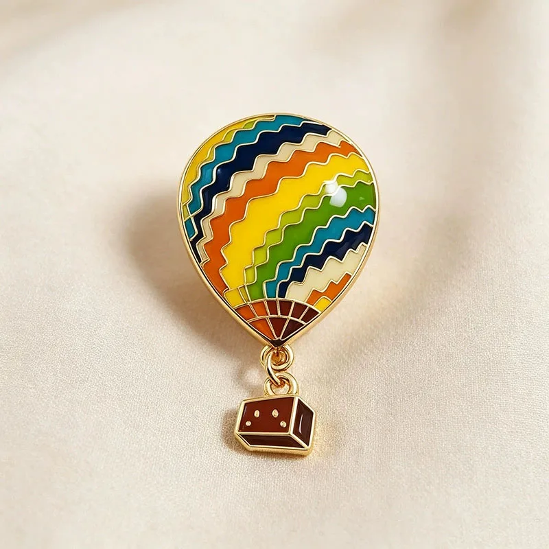 Embroidery Bali - Hot Air Balloon Shaped Metal Brooch
