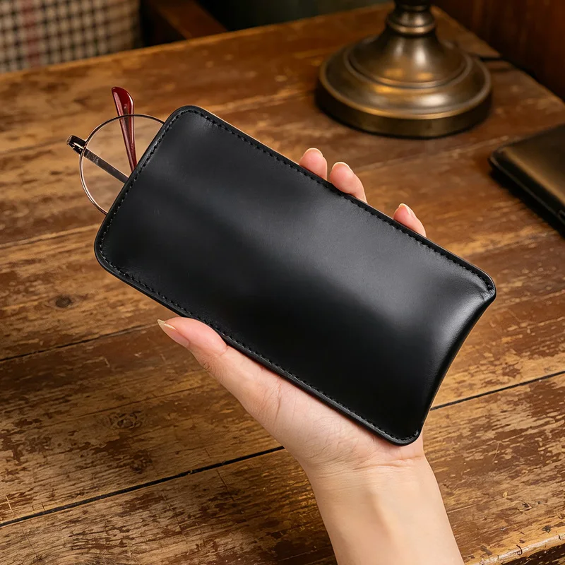 Genuine Leather Sunglasses Storage Bag Multifunctional Glasses Pouch Crazy Horse Leather Sun Glasses Case Cover Pocket
