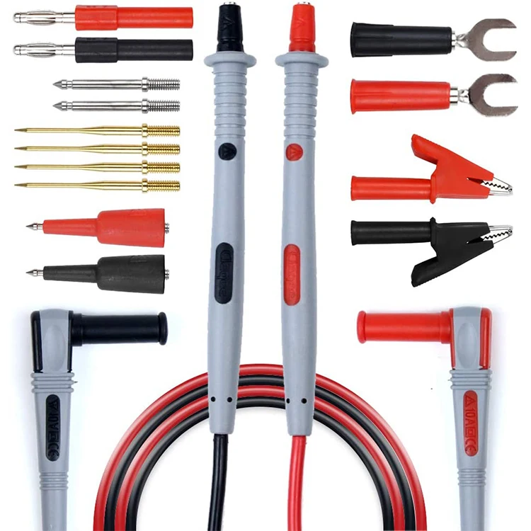 

P1503B Multimeter Test Leads Kit Digital Multimeter Leads with Alligator Clips Replaceable Multimeter Probes Tips Set