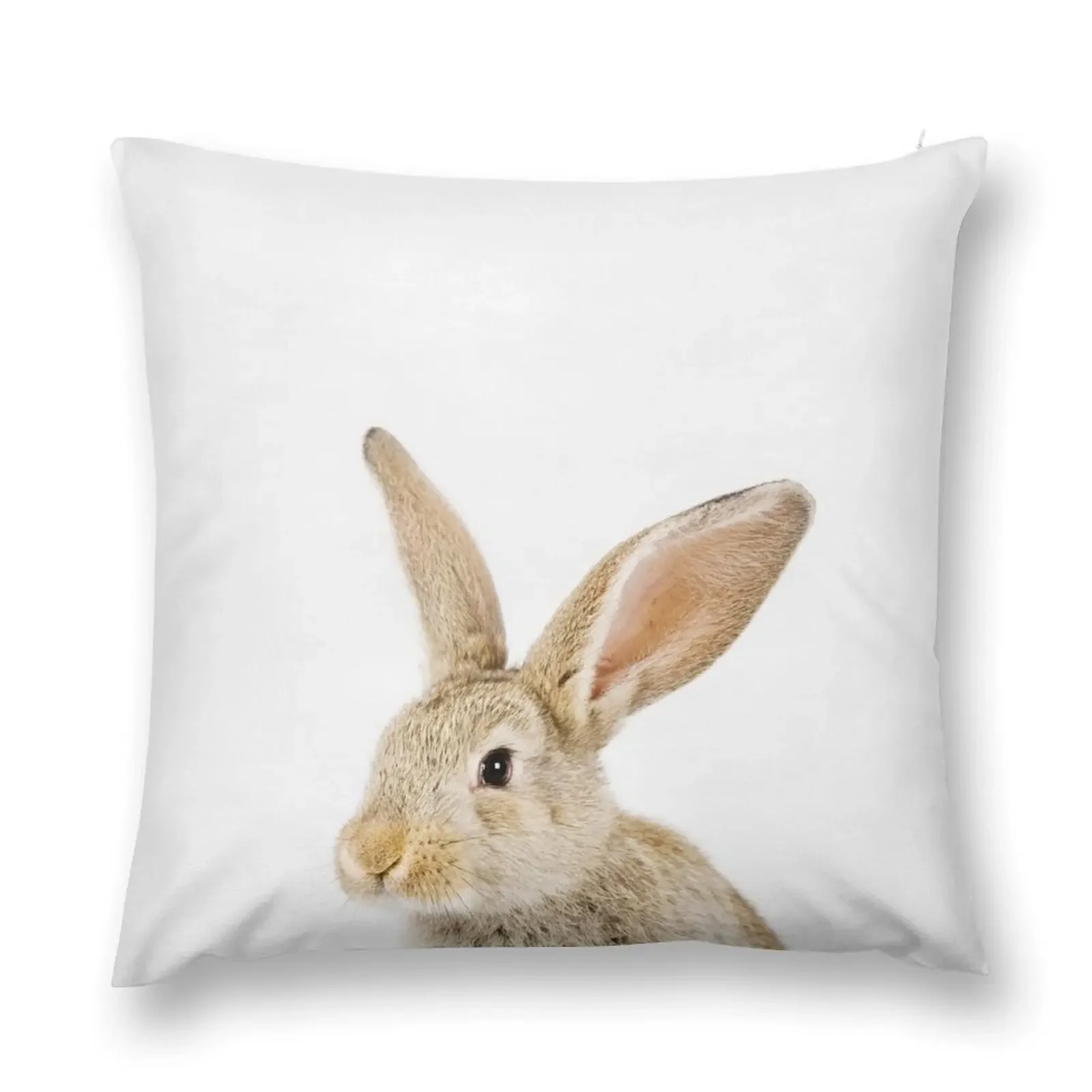 Baby Rabbit print, Nursery, Animal, Bunny, Modern Wall decor, Woodland Throw Pillow Custom Cushion Plaid Sofa pillow