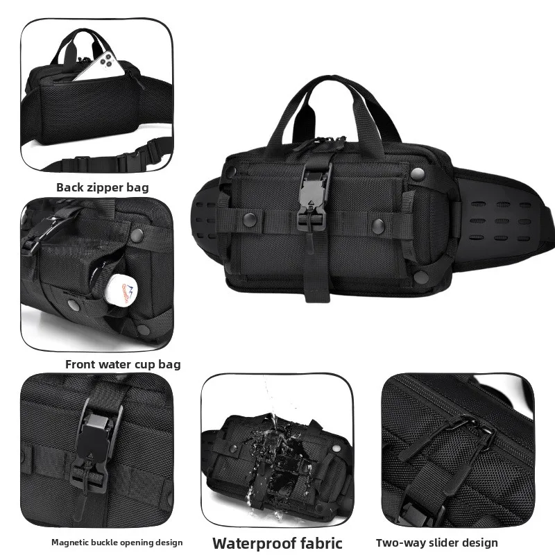 New Men's Sports Waist Bag, Waterproof Mobile Phone Crossbody Bag, Outdoor Tactical Crossbody Chest Bag, Single Shoulder Bag