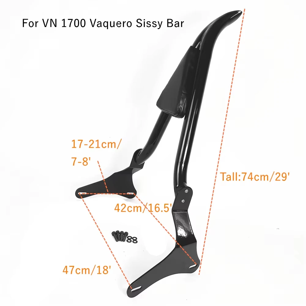 For Kawasaki Vulcan VN 1700 Vaquero VN1700 2011-2025 Detachables Motorcycle Rear Backrest Passenger Sissy Bar With Luggage Rack