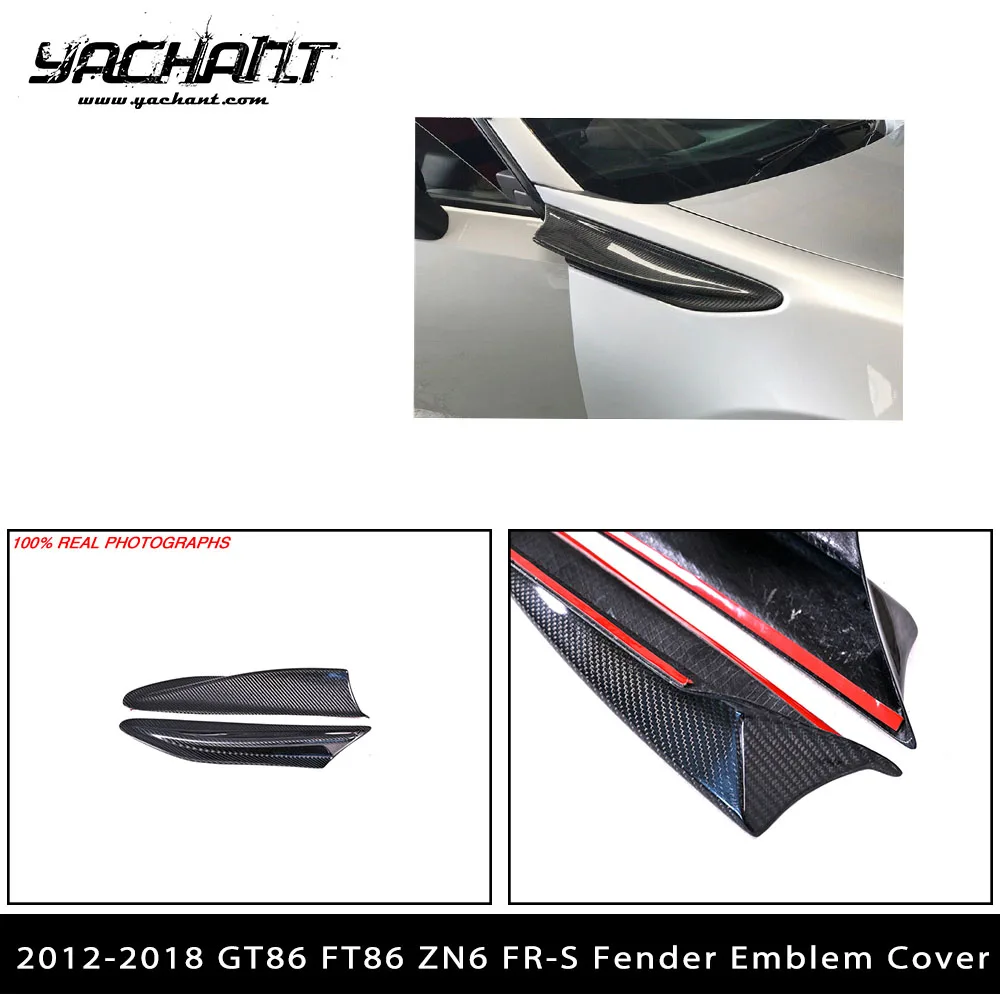 Car Accessories Carbon+Fiber Glass PCF Fender Emblem Cover Fit For 2012-2018 GT86 FT86 ZN6 FR-S