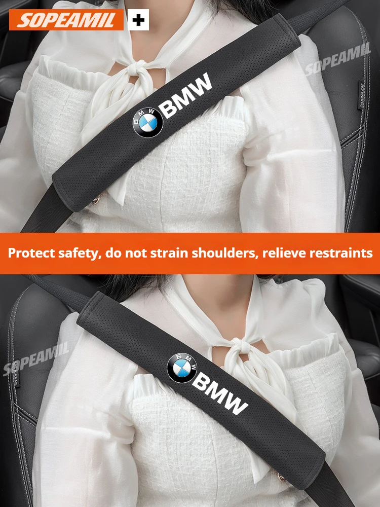 Car Safety Belt Shoulder Pad  Cover Suede Seat Belts Shoulder Protector For BMW X1 X3 X5 X7 E39 E46 E60 E65 E90 F10 F20 F30 G05