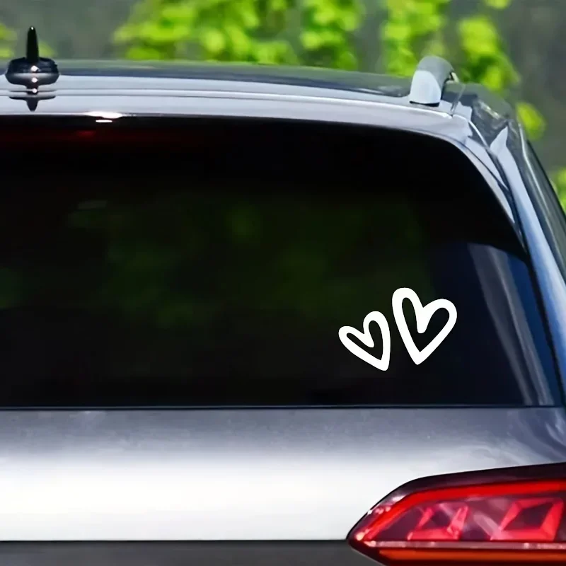 

2 шт./компл. "Милая автомобильная наклейка с двойными сердечками, романтическая авто наклейка, водонепроницаемая виниловая наклейка для бокового зеркала, милый автомобильный аксессуар"