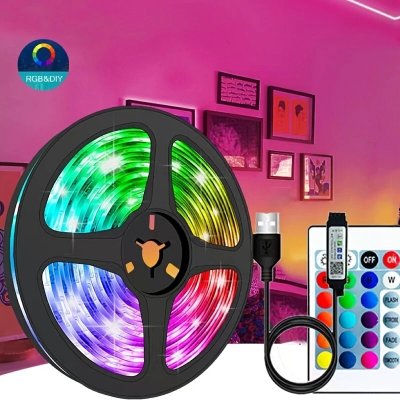 USB LED Strip Lights para Decoração da Sala, Fita da Lâmpada, RGB, 5050, Bluetooth, Controle do Aplicativo Tuya, Flexível, Diodo, Wi-Fi, 1-30m