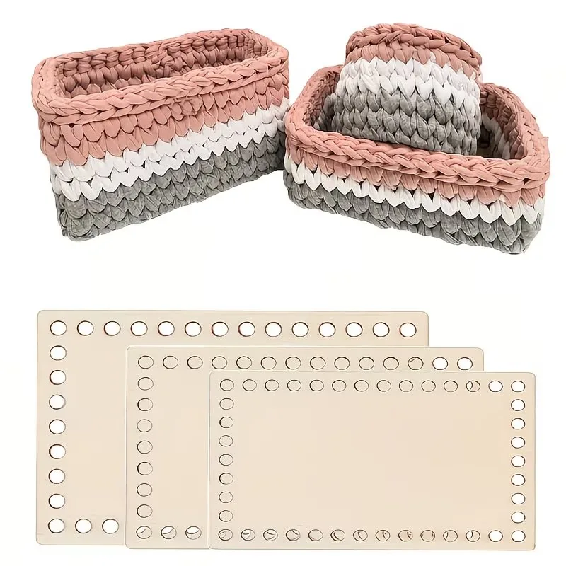 

3 Rectangular Wooden Crochet Basket Bases,Blank Wooden Boards,for Creating Crochet Bags, Baskets,Handbags,Home Decor Projects