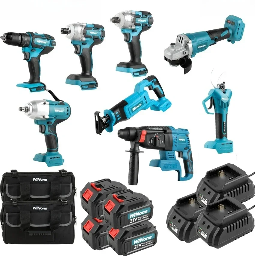 

Power12 Piece 20v Workshop Plus Multi-function Cordless Combo Set Power Tool Kit Armored Case & Accessories