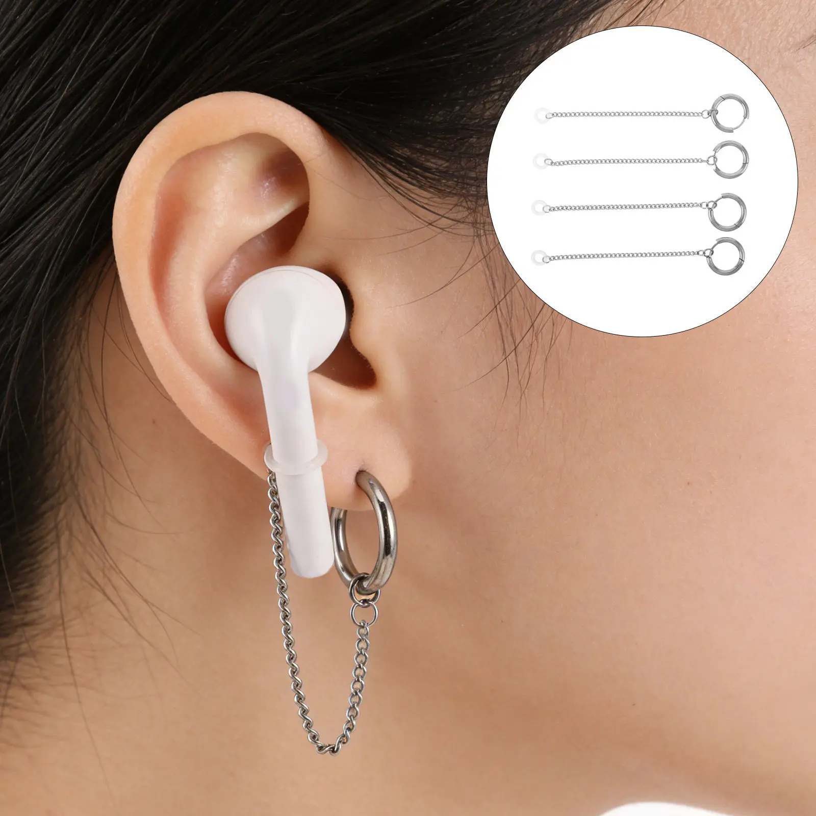 Wireless Earbuds Holder Strap 2 Pair Anti Lost Safety Cord with Retainer Clips for Sports and Exercise