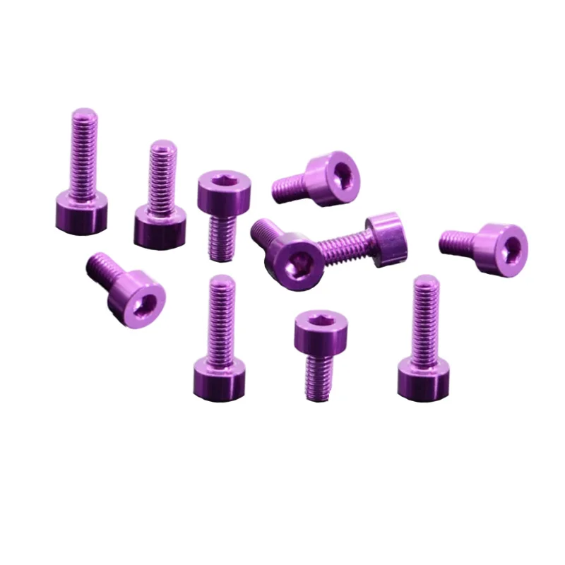 

7075 Aluminum Alloy Screws Cup Head Hex Light Weight M3*6*8*10*30 Purple Color for Durable Fastening Taiwan