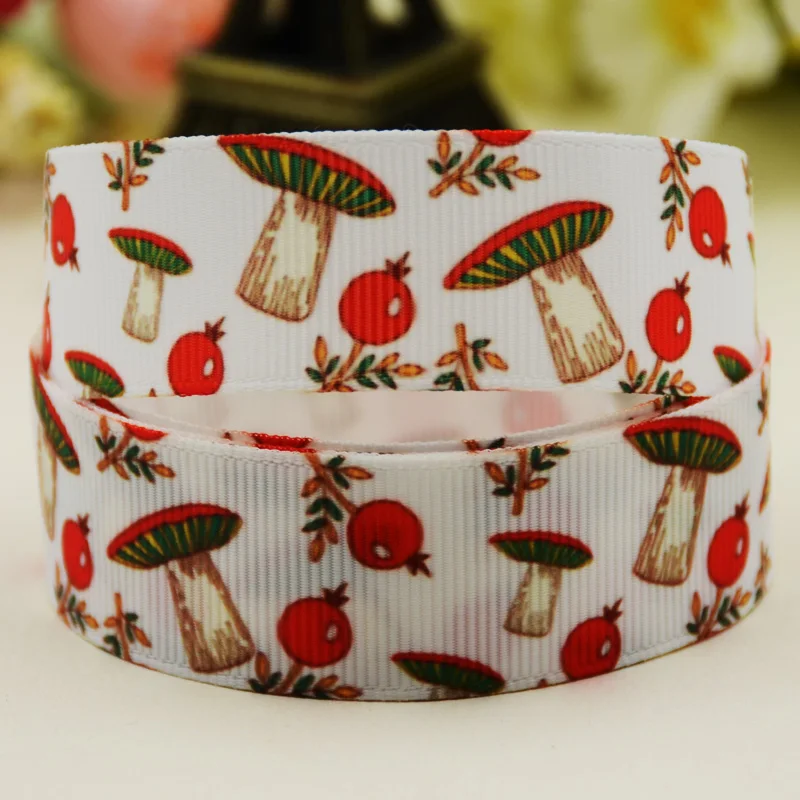 22mm 25mm 38mm 75mm Mushroom Cartoon Character printed Grosgrain Ribbon party decoration 10 Yards