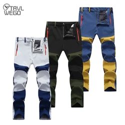 TRVLWEGO Men Trekking Pants Ski Autumn Winter Outdoor Soft Shell Thick Cloth Windproof Colorful Warm Camping Hiking Trousers