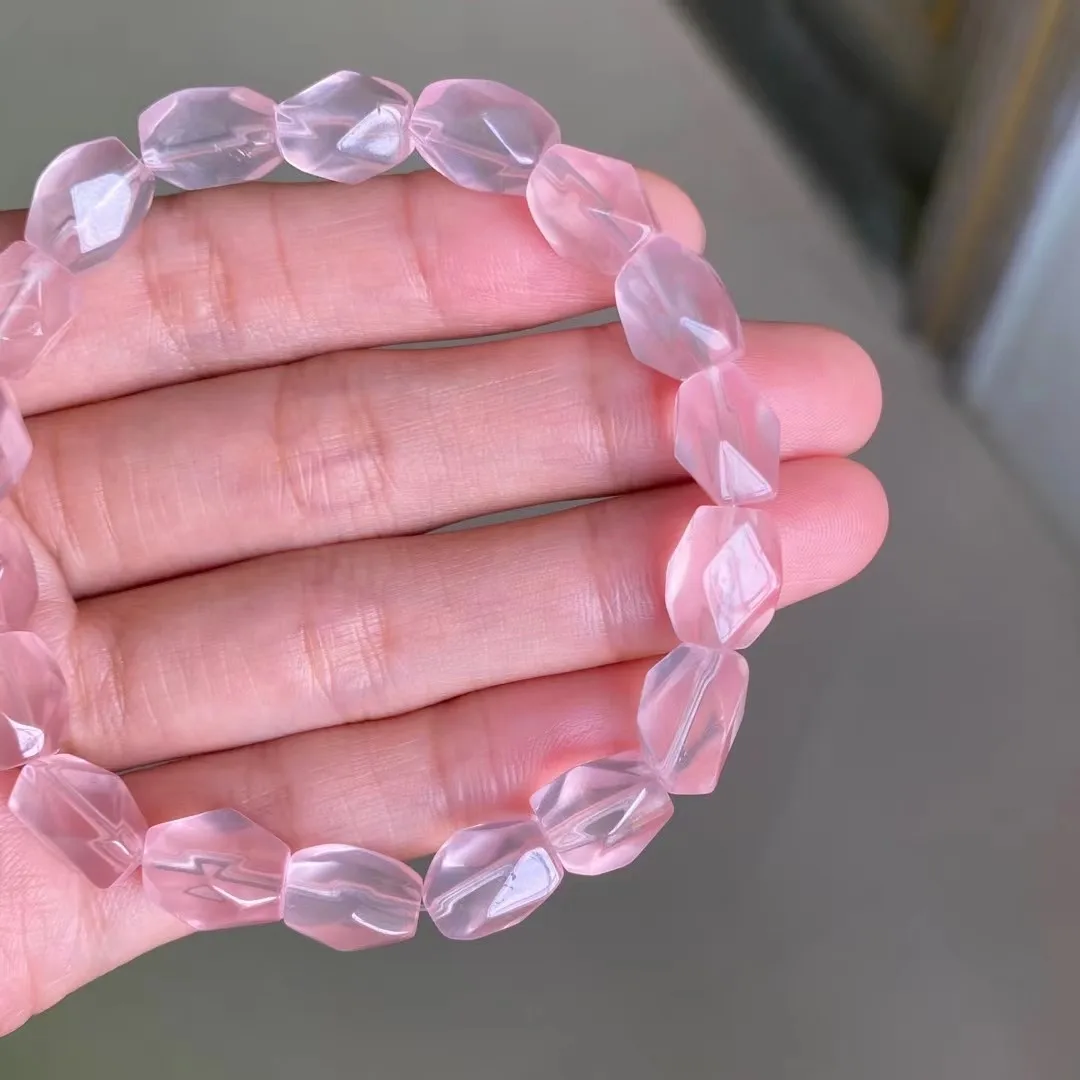 8mm Natural Pink Rose Quartz Bracelet For Women Lady Men Beauty Gift Star Light Crystal Beads Stone Jewelry Strands AAAAA