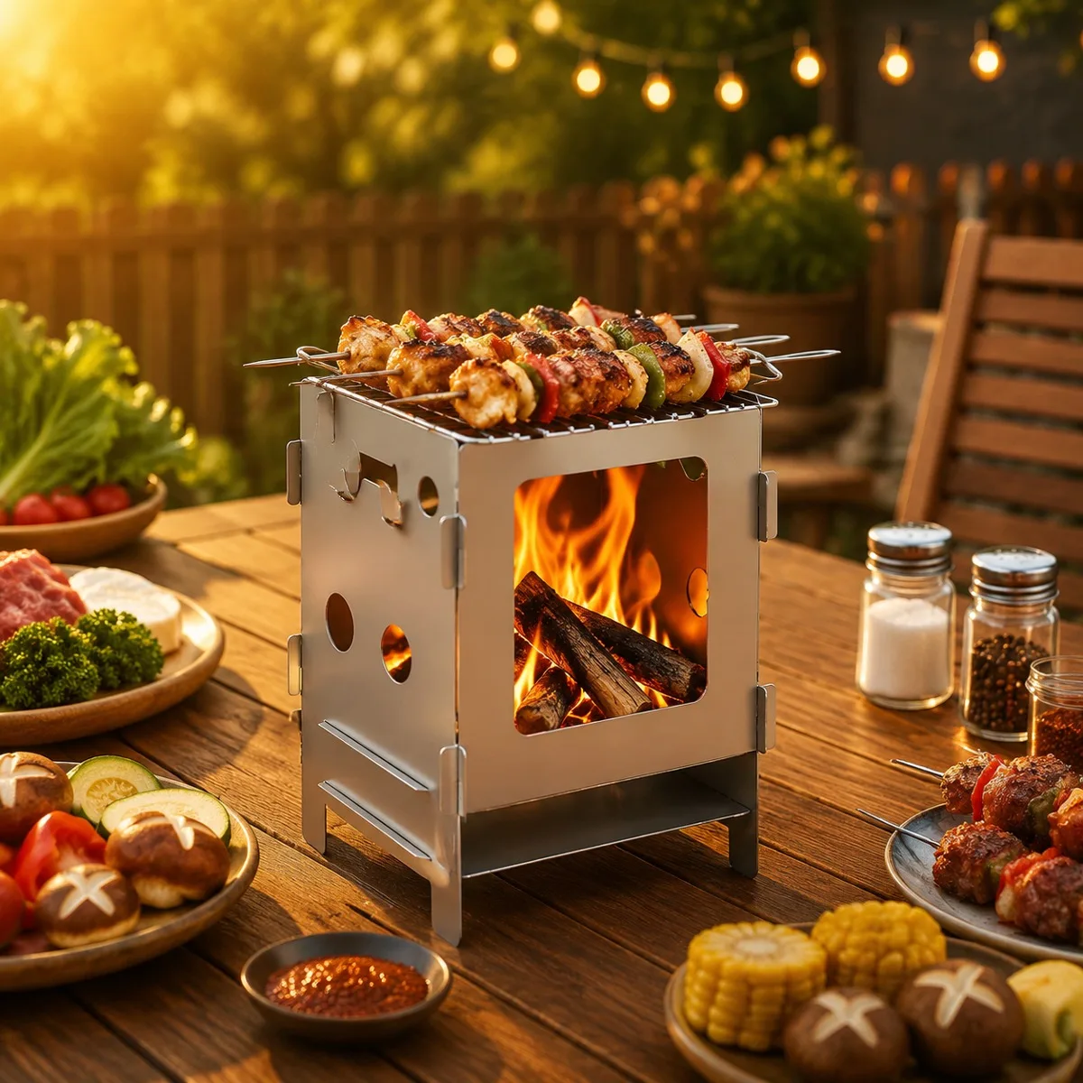 A set of small pure titanium stoves suitable for outdoor hiking, family outdoor adventure
