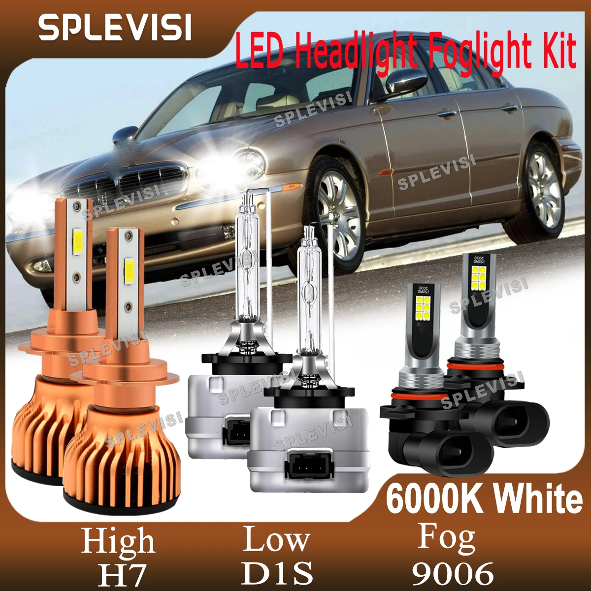 

Bright White Car Light 44000LM 420W Combo Headlight High Low Beam Foglamp Kit Replace For Jaguar Vanden Plas 2004 2005 2006