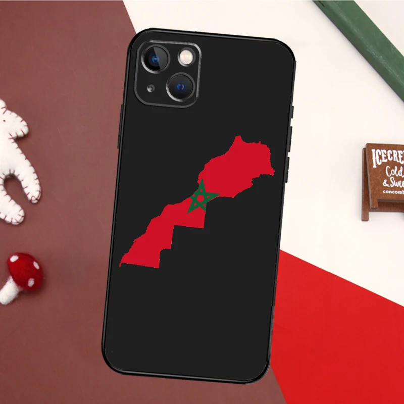 المغرب خريطة العلم الوفير قضية الهاتف آيفون 16 15 14 11 12 13 برو ماكس X XS XR زائد الغطاء الخلفي #3