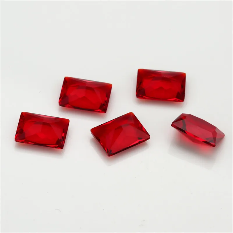 Size 2x3mm~9x11mm Rectangle Shape Loose Glass Stone Synthetic Gems Rose Red Sea Blue Green Black Garnet