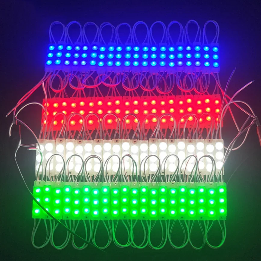 20 piezas DC12V 24V 2835 3LED módulo de inyección impermeable IP67 decorativa 2835 tira barra de luz lámpara blanco rojo verde azul amarillo rosa