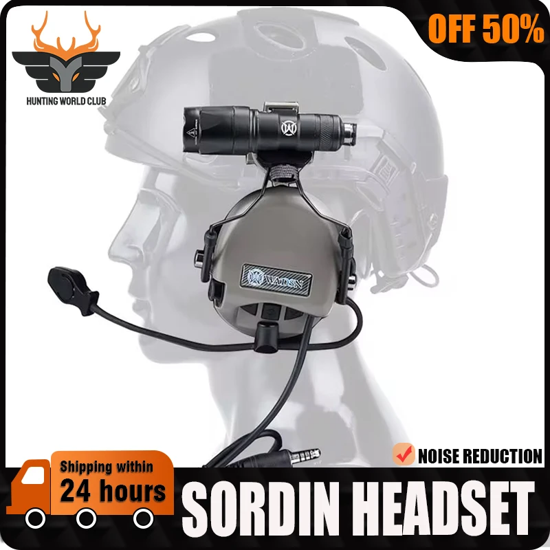 WADSN Helmet Headset Sordin Tactical Noise Clearance Earphone Softair Civil Hunting Shooting Protect Headphone ARC Rail Adapter