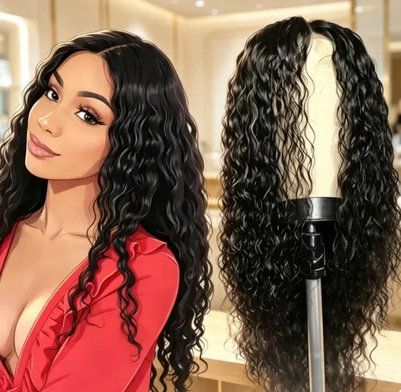 2026 Deep Wave Synthetic Wig for Black Women Wear Deep Curly Soft Wig Natural Black Color Replacement Wigs for Daily Party Use