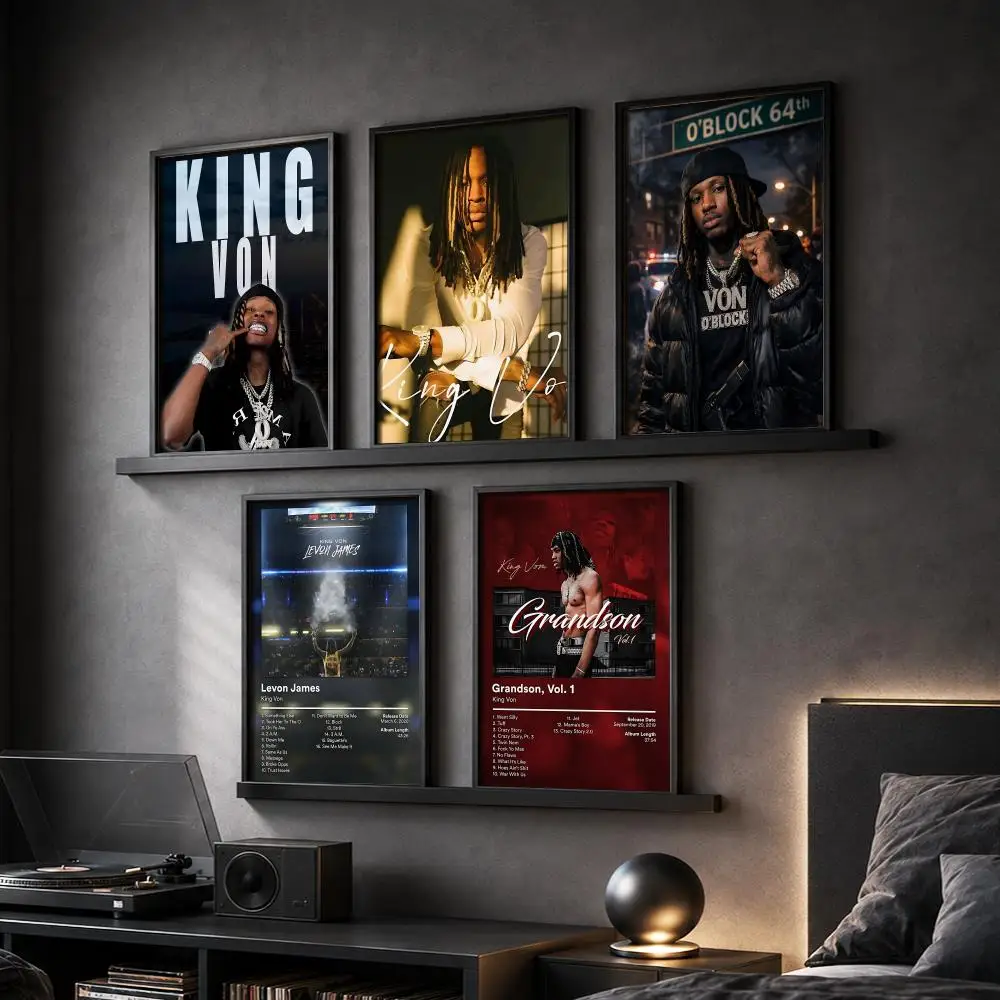 K-King Von Rap Album Painting Calligraphy Canvas Poster Hallway Bedroom Living Room Home Bar Decoration Interior Wall