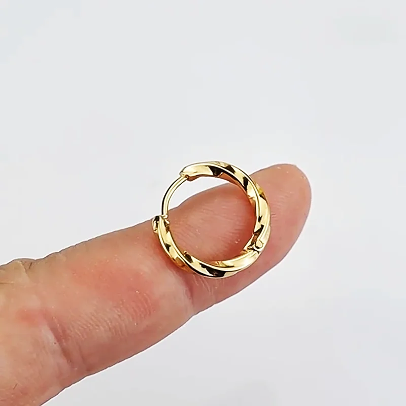 Stainless Steel Brief Circle Hoop Earrings 1Pair 10/12mm Men And Women No Fade Allergy