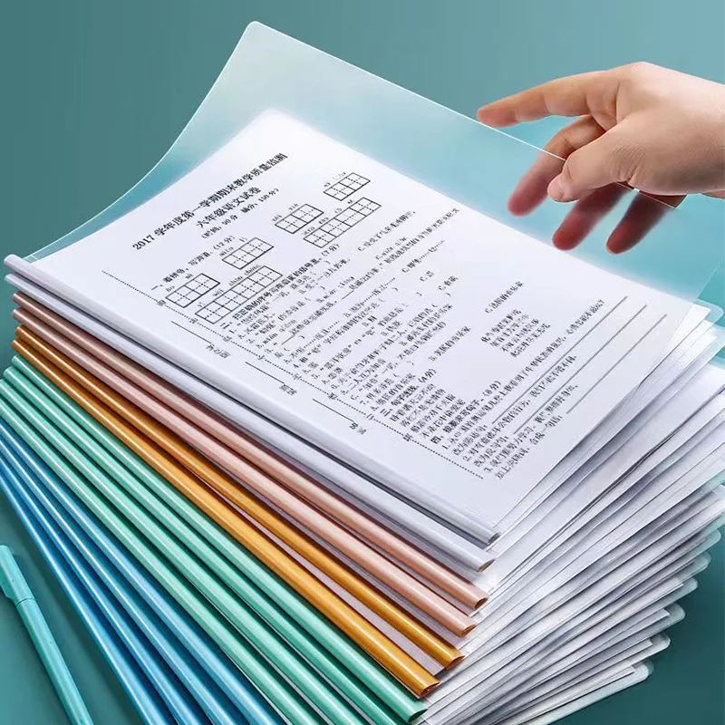 5pc/set A4 Transparent Folder Thickened Plastic Folder File Waterproof Test Paper Storage Bag Office Document Classification Bag
