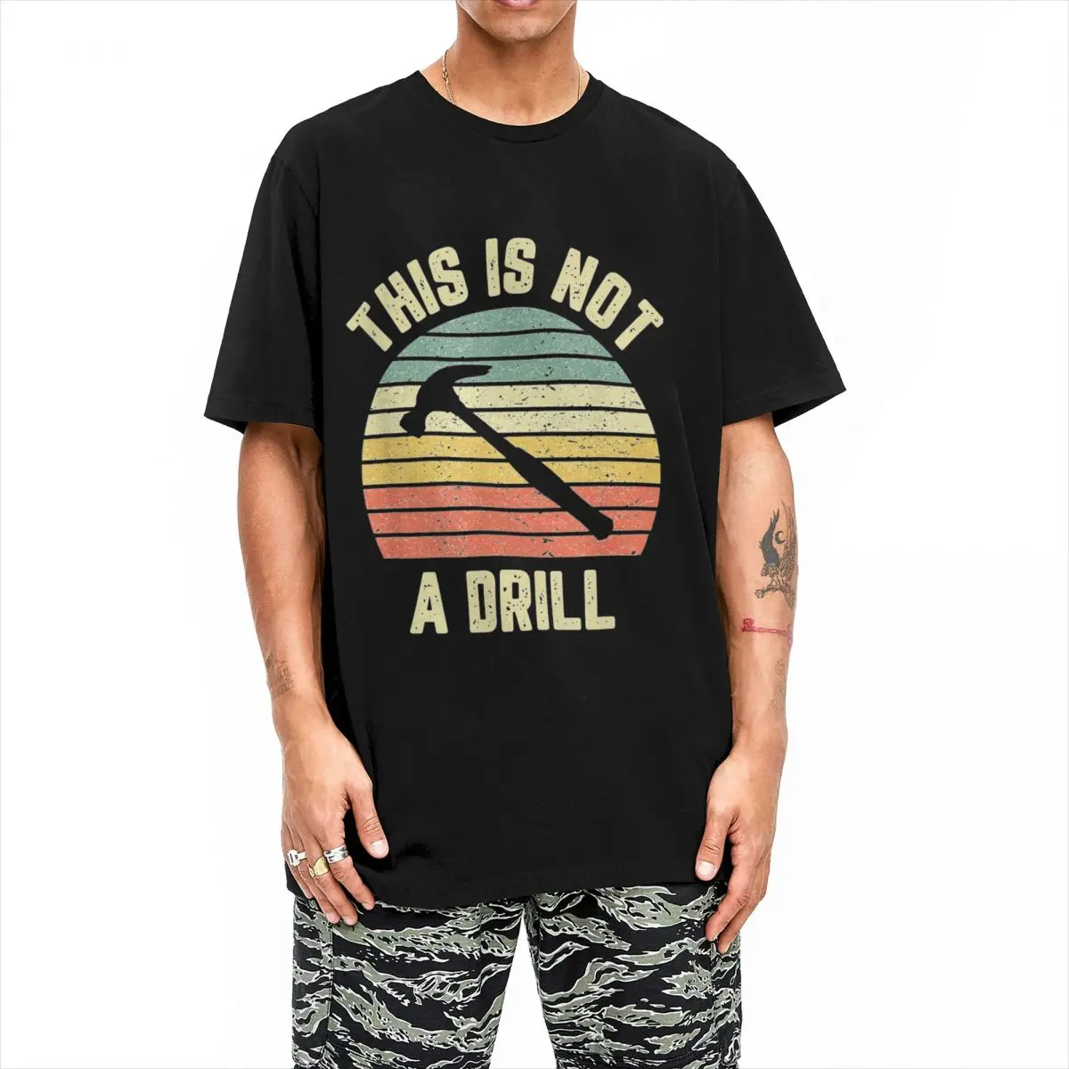 Streetwear T-Shirt Hammer This Is Not A Drill Cotton T-Shirts Hip Hop Tshirt for Men's Beach Y2K Casual Short Sleeve Clothes