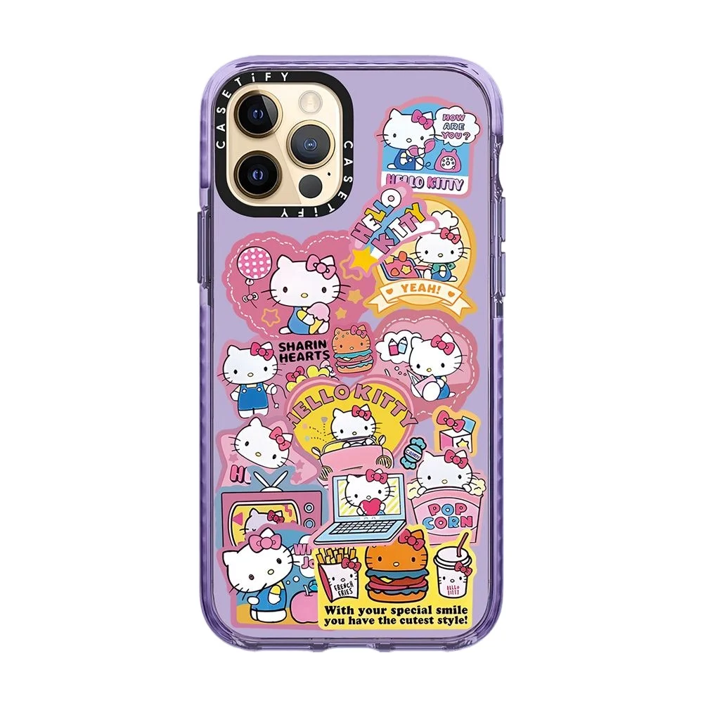 Sanrio Hamburg Hello Kitty Phone Case For iPhone 15 14 13 12 11 ProMax X XS XR 7 8 Cute Silicone All-Inclusive Protective Case