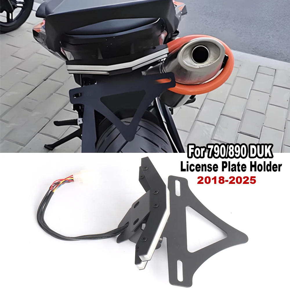 

For 790 890 DUK 2018 2019 2020 2021 2022 2023 2024 2025 Motorcycle License Plate Holder LED Light Tail Tidy Fender Eliminator