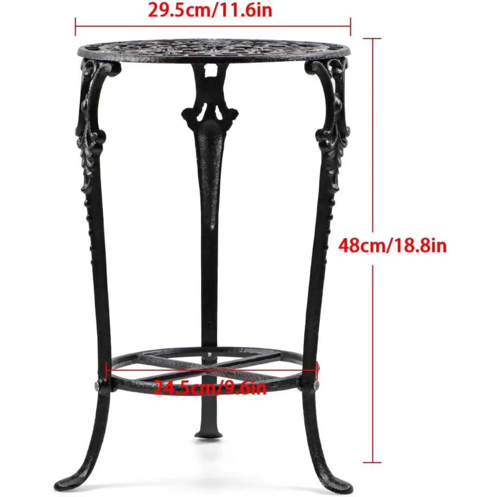 US Plant Stand 18.8 Inches Tall, Cast Iron Potted Plant Stand, 2-Tier Metal Planter Stand, Flower Pot Stand for Living