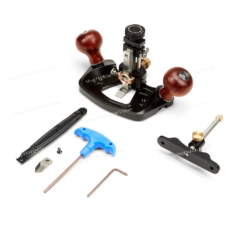 KM-17PRO Woodworking Planer, with Trimming Function, Walnut Handle, Replaceable Blade & Bottom Cleaner Set