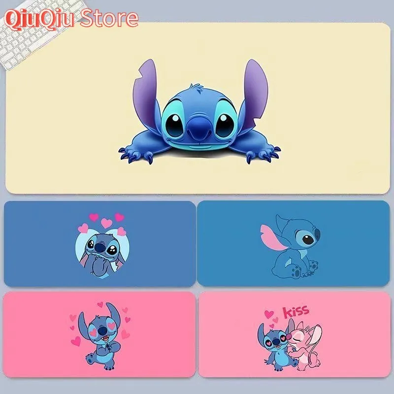 Alas Mouse Kartun Stitch Ekstra Besar Tebal untuk Keyboard Komputer, Alas Meja untuk Anak Perempuan Dewasa, Alas Meja Karet Lucu untuk Pelajar