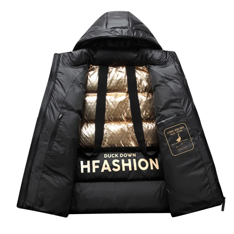 Black Short Down Jacket Men and Women Shiny Winter White Duck Down Thick Coat for Couples  Puffer Jacket Chaqueta Plumas JK-055 view 3