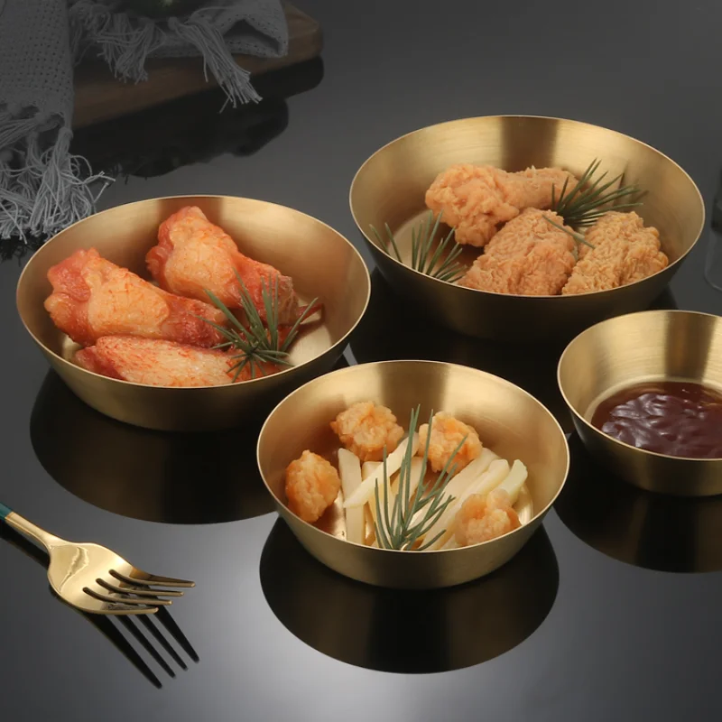 Cuenco de arroz para salsa de estilo coreano de acero inoxidable 304, pepinillo dorado