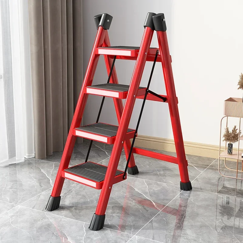 

Multi-Purpose Folding Ladder 2/3-Fold Step Stool Stable Portable Ladder with Shelf Space-Efficient Household Ladder