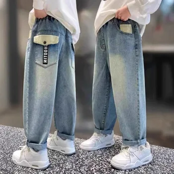 Boys Straight Jeans 4-14Y 2 Autumn Children Boys Straight Pants UNITIM Young Teenagers Boys Jeans 4-14Y Kids Boys Denim Pants Versatiel Junior Boys Trousers 2