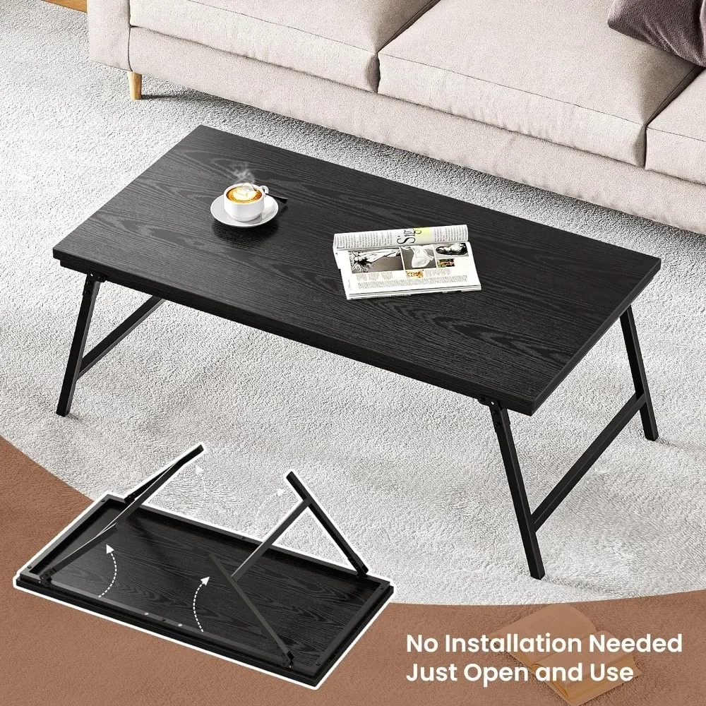 Folding Coffee Table, Leg Latches Portable Sturdy Floor Table Desk for Sitting on The Floor