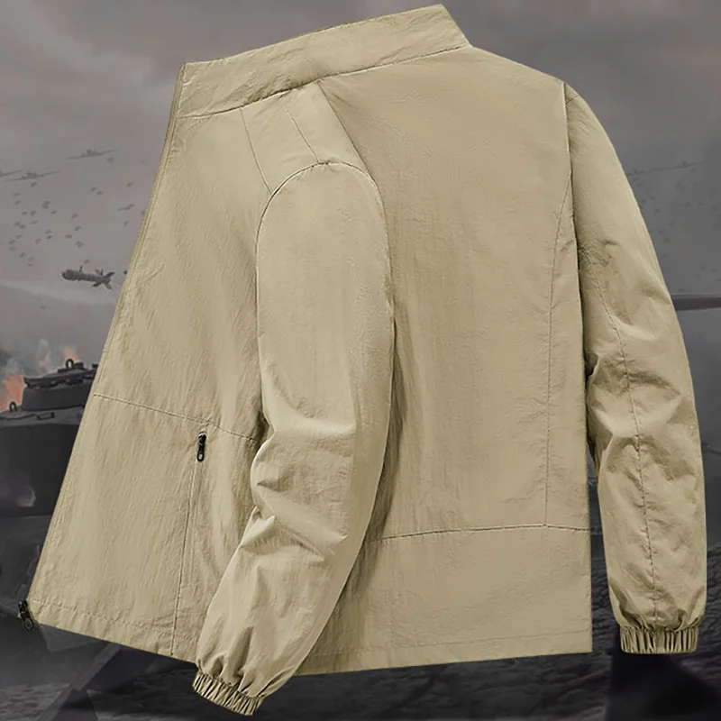Herren Stehkragen-Jacke Frühling Atmungsaktiv Leicht Knitterfrei Windbreaker Outdoor Sport Freizeit Schnelltrocknende Arbeitsjacken – Detail 21