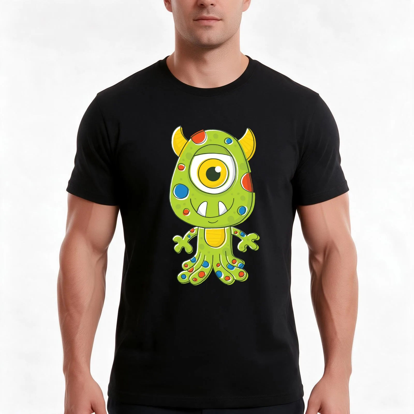 Cute one-eyed alien monster T-Shirt Summer Casual Cotton Tee, Unisex Men Women