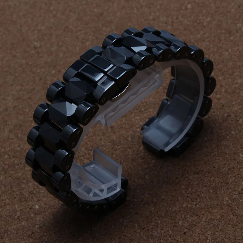 Watchband accessories Black White Polished fit J12 ladys Watch strap Polygon links 19mm Quartz Fashion new bracelet Ceramic band