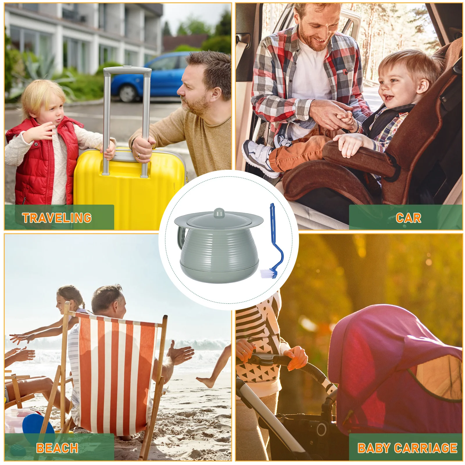 مجموعة واحدة من وعاء الغرفة المحمول مع غطاء مبولة بلاستيكية قوية للمنزل وغرفة النوم والتخييم دلو البول خفيف الوزن سهل التنظيف وقابل لإعادة الاستخدام #4