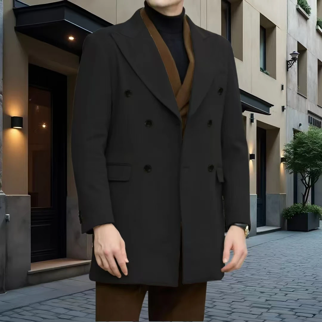 Man Trench Coat High-quality Slim Jackets Adult Costume Pocket in A Slot Coarse Woolen Fabrics The Latest Business Activities