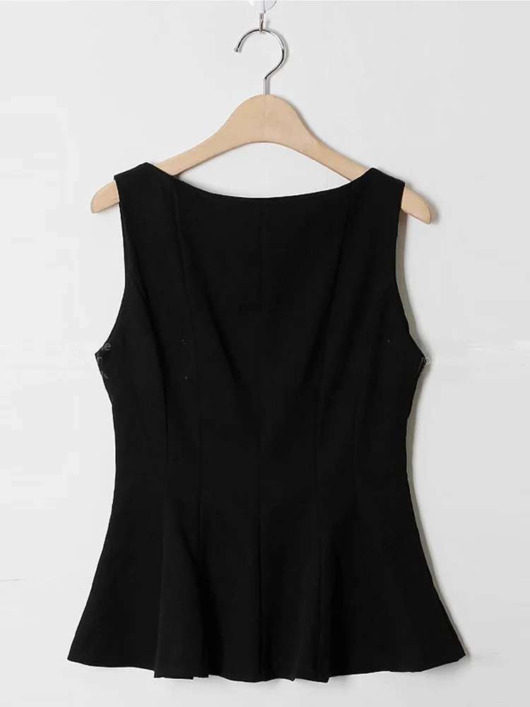 

Hebe Sle Women's Svel Vest Slim Fit round Ne Pure Color Summer New Design Sensation No Sve Top with Waist Cinch