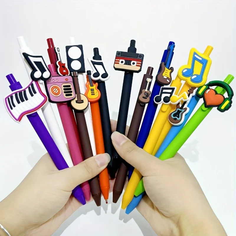 

10 шт./15 шт., музыкальная тематическая нашивка, креативная мягкая резиновая нашивка из ПВХ, шариковая ручка, студенческая подпись, нейтральная ручка
