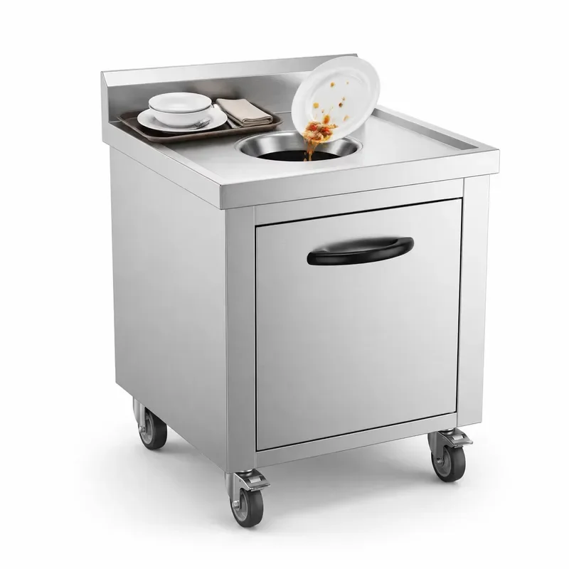 304 201 Stainless Steel Commercial Mobile Food Truck After Meal Recycling Cart Factory Direct Sales for Restaurant Kitchen